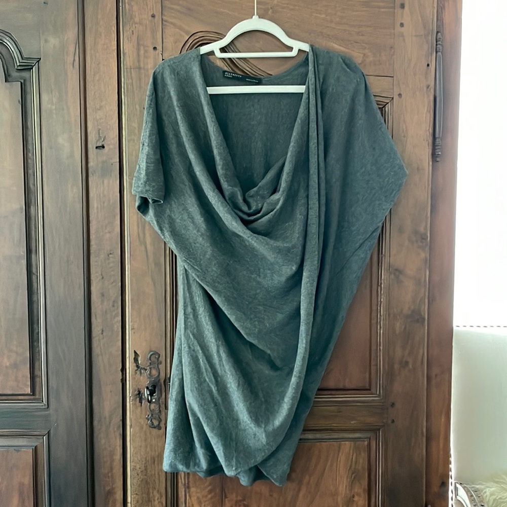 All Saints charcoal draped/wrap top.